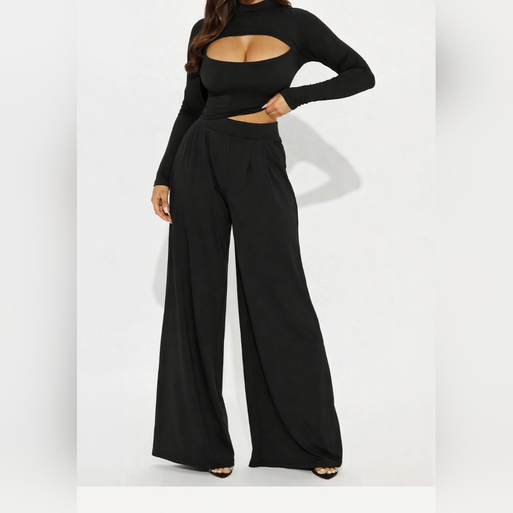 Feb - Fashion Nova Black Wide-Leg Jumpsuit